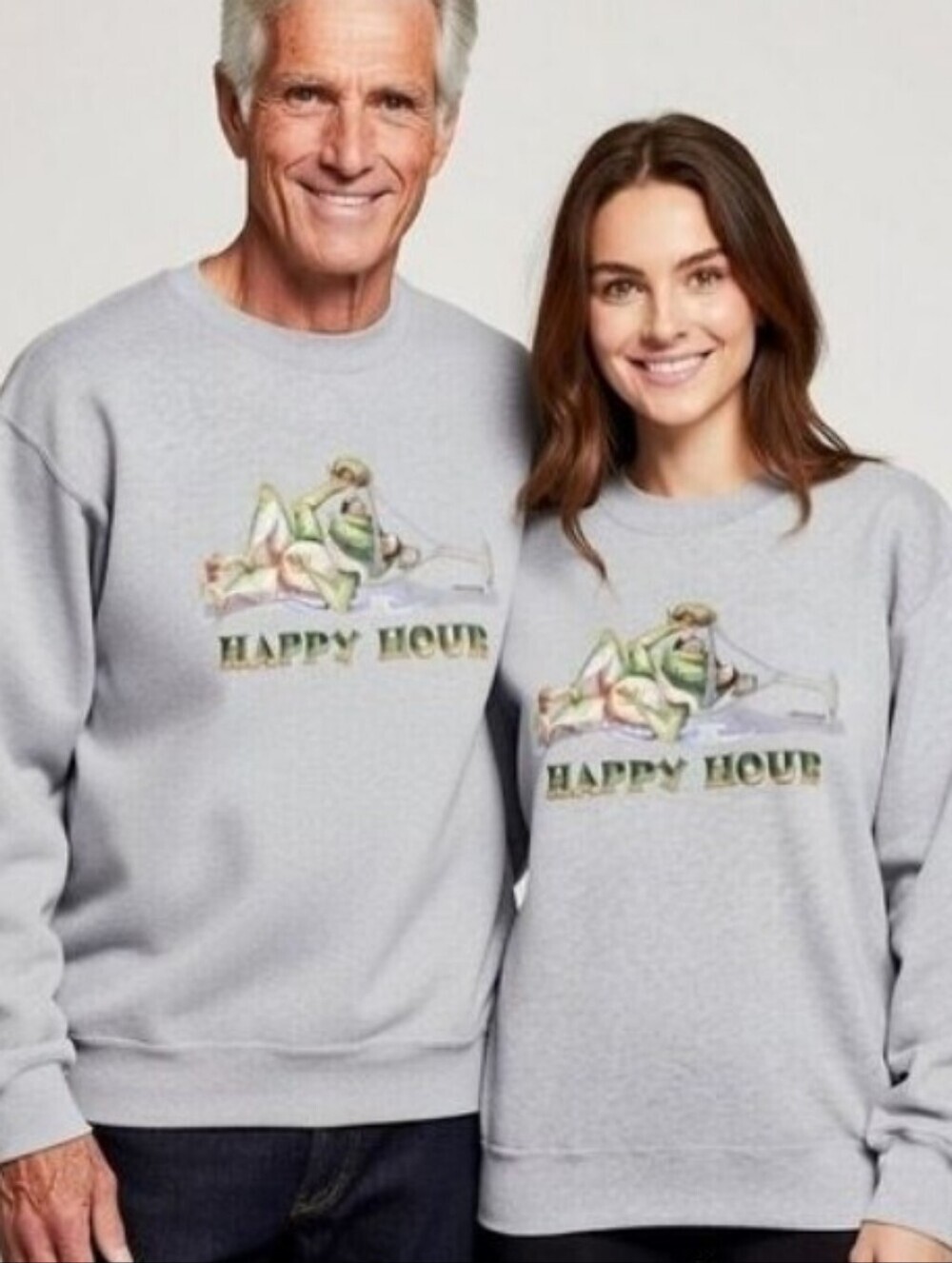 Jerzees Super Sweats Gray Happy Hour Unisex Crewneck Sweatshirt